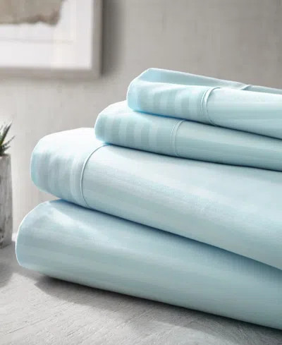 Ienjoy Home Expressed In Embossed Striped 4-pc. Sheet Set, King In Aqua Striped