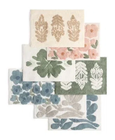 Ienjoy Home Floral Cotton Bath Mats In Folk Leaves Sage
