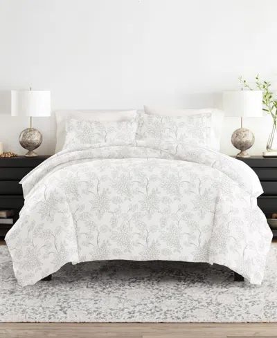 Ienjoy Home Floral Pattern 2 Piece Duvet Cover Set, Twin/twin Xl In Gray