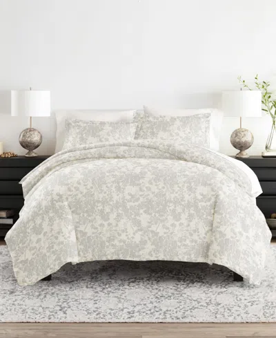 Ienjoy Home Floral Pattern 2 Piece Duvet Cover Set, Twin/twin Xl In Gray