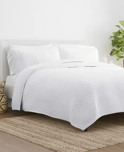 Ienjoy Home Floral Stitch 2-pc. Lightweight Quilt Set, Twin/twin Xl In White