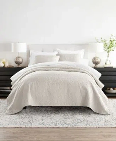 Ienjoy Home Floral Stitch Lightweight Quilt Sets In Brown