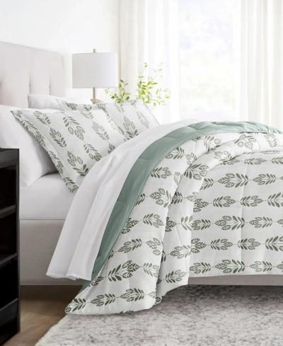 Ienjoy Home Folk Leaves 3-piece Comforter Set, Full/queen In Eucalyptus