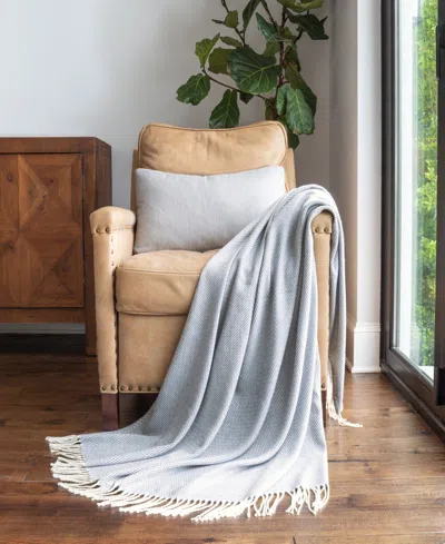 Ienjoy Home Herringbone Fringed Throw, 60" X 50" In Dusk Blue