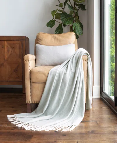 Ienjoy Home Herringbone Fringed Throw, 60" X 50" In Eucalyptus