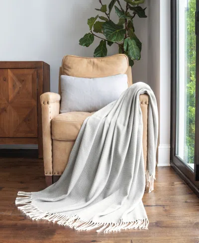 Ienjoy Home Herringbone Fringed Throw, 60" X 50" In Gray