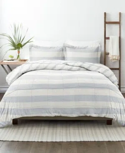 Ienjoy Home Home Collection Premium Down Alternative Distressed Stripe Reversible Comforter Set, Full/queen