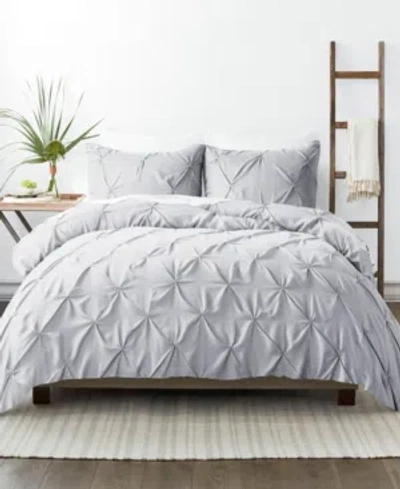 Ienjoy Home Home Collection Premium Ultra Soft 2 Piece Pinch Pleat Duvet Cover Set, Twin/twin Extra Long In Light Gray