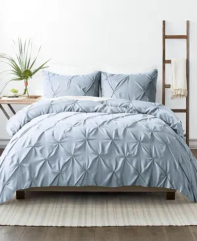 Ienjoy Home Home Collection Premium Ultra Soft 3 Piece Pinch Pleat Duvet Cover Set, Full/queen In Light Blue