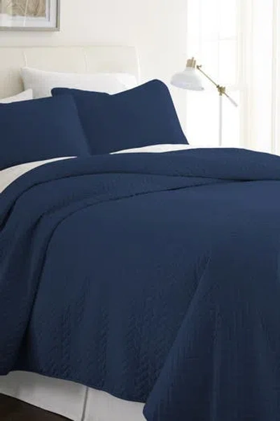 Ienjoy Home Home Spun Home Spun Premium Ultra Soft Herring Pattern Quilted King Coverlet Set In Blue
