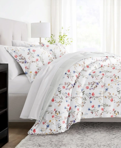 Ienjoy Home Meadow Floral Stripe 3-piece Comforter Set, Full/queen In Pink