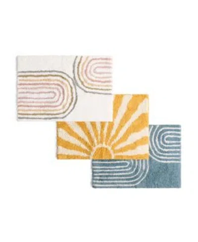 Ienjoy Home Modern Cotton Bath Mats In Rainbow White