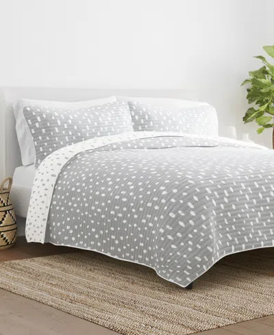 Ienjoy Home All Season Painted Dots Reversible Quilt Set Collection In Light Gray