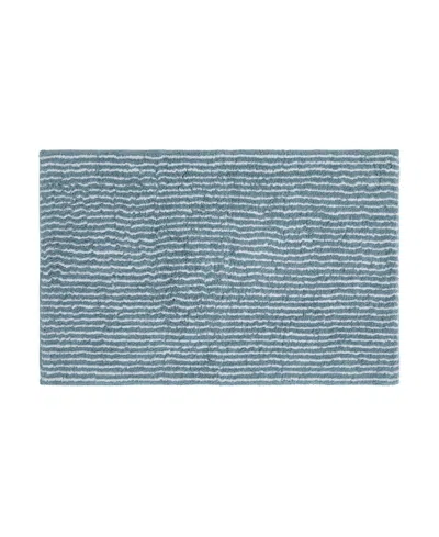 Ienjoy Home Pinstripe Cotton Bath Mat, 34" X 21" In Blue