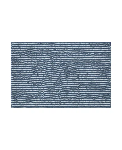 Ienjoy Home Pinstripe Cotton Bath Mat, 34" X 21" In Blue