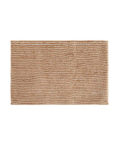 Ienjoy Home Pinstripe Cotton Bath Mat, 34" X 21" In Brown