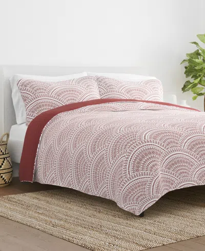 Ienjoy Home Scallop Reversible 3-pc. Quilt Set, Full/queen In Terracotta