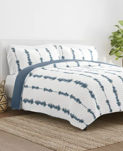 Ienjoy Home Shibori Reversible 3-pc. Quilt Set, Full/queen In Navy