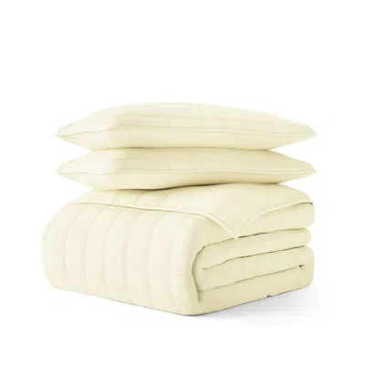 Ienjoy Home Simply Soft™ Double Brushed Microfiber Square Pattern Quilted Coverlet Set In Yellow