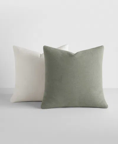 Ienjoy Home Slub Cotton Solid 2-pack Decor Pillows, 20" X 20" In Green