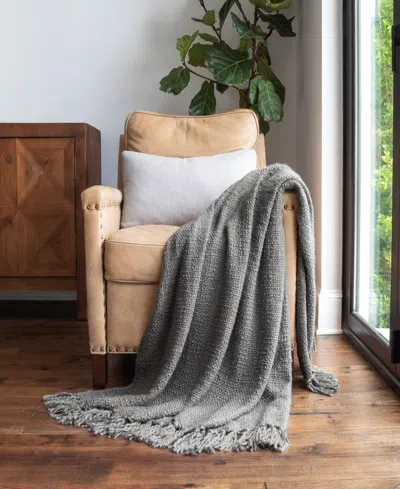 Ienjoy Home Slub-yarn Fringed Throw, 60" X 50" In Gray