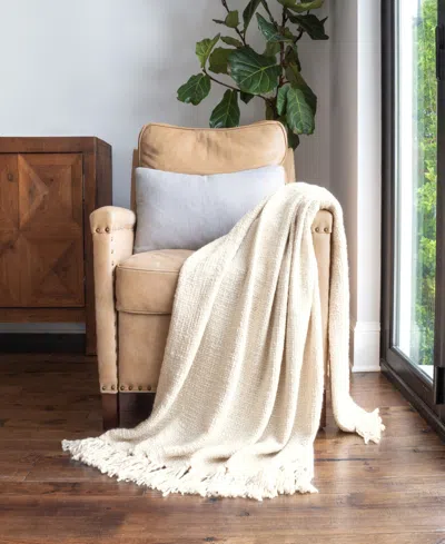 Ienjoy Home Slub-yarn Fringed Throw, 60" X 50" In Natural