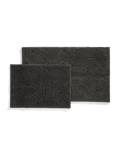 Ienjoy Home Soft Absorbent Chenille 2-pc. Bath Mat Set In Black