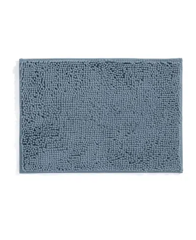 Ienjoy Home Soft Absorbent Chenille Bath Mat, 24" X 17" In Blue