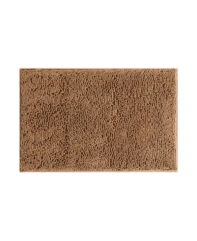 Ienjoy Home Soft Absorbent Chenille Bath Mat, 34" X 21" In Brown