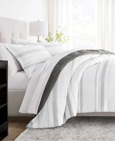 Ienjoy Home Stitched Stripe 2-piece Comforter Set, Twin/twin Xl In Gray