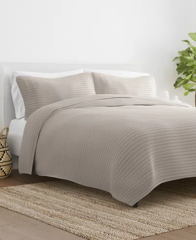 Ienjoy Home Stripe Stitch 3-pc. Quilt Set, King/california King In Latte