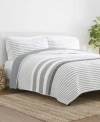 Ienjoy Home All Season Summer Stripes Reversible Quilt Set Collection In Light Gray
