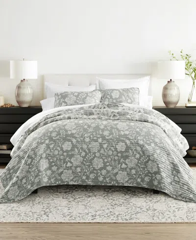 Ienjoy Home Textured Floral Reversible 3-pc. Quilt Set, Full/queen