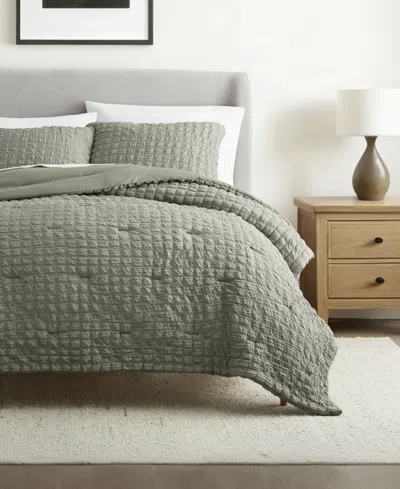 Ienjoy Home Textured Seersucker Box 3-pc. Comforter Set, Twin/twin Xl In Green