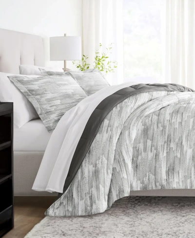 Ienjoy Home Textured Stripe 3-piece Comforter Set, Full/queen In Gray