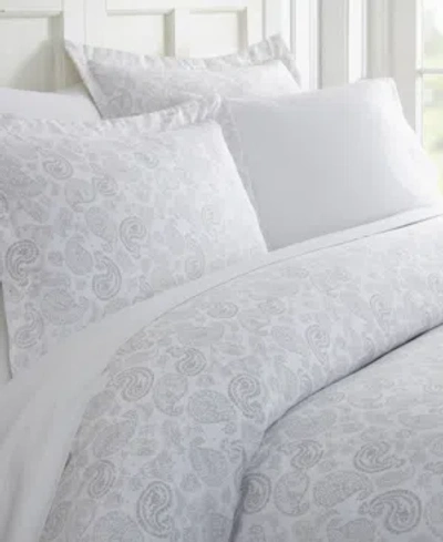 Ienjoy Home Tranquil Sleep Patterned Duvet Cover Set By The Home Collection, Queen/full In Light Grey Paisley