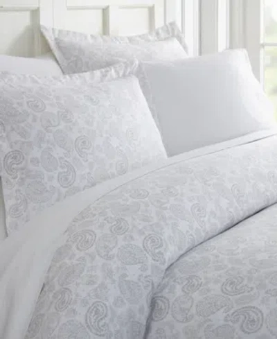 Ienjoy Home Tranquil Sleep Patterned Duvet Cover Set, Full/queen In Light Grey Paisley