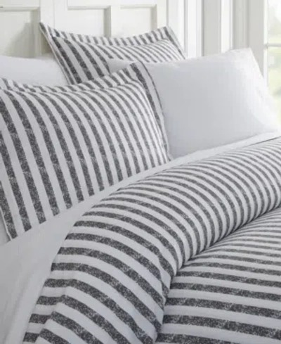 Ienjoy Home Tranquil Sleep Patterned Duvet Cover Set, Full/queen In Gray Stripes