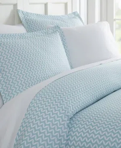 Ienjoy Home Tranquil Sleep Patterned Duvet Cover Set, Full/queen In Light Blue Chevron