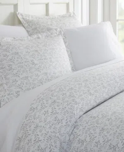 Ienjoy Home Tranquil Sleep Patterned Duvet Cover Set, Full/queen In Light Grey Burst Of Vines