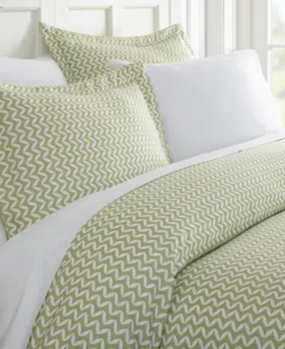 Ienjoy Home Tranquil Sleep Patterned Duvet Cover Set, Full/queen In Sage Chevron