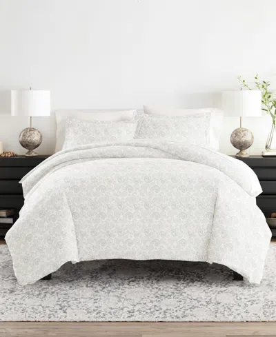 Ienjoy Home Tranquil Sleep Patterned Duvet Cover Set, King/california King In White