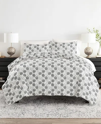 Ienjoy Home Tranquil Sleep Patterned Duvet Cover Set, King/california King In Gray