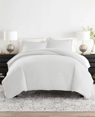 Ienjoy Home Tranquil Sleep Patterned Duvet Cover Set, King/california King In White