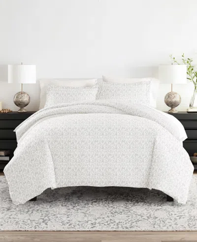 Ienjoy Home Tranquil Sleep Patterned Duvet Cover Set, Twin/twin Xl In White