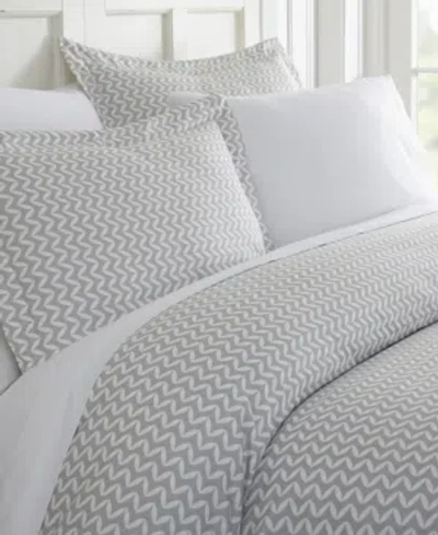 Ienjoy Home Tranquil Sleep Patterned Duvet Cover Set, Twin/twin Xl In Light Grey Chevron