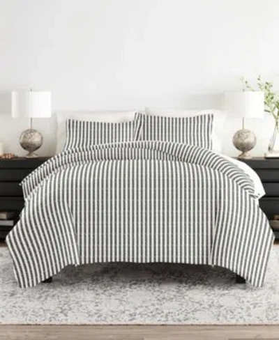 Ienjoy Home Tranquil Sleep Patterned Duvet Cover Sets In Light Grey Stripes