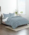Ienjoy Home Home Collection 3 Piece Premium Ultra Soft Stripe Reversible Comforter Set, Twin Bedding In Light Blue