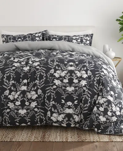 Ienjoy Home Utra Soft Reversible 3-pc. Duvet Cover Set, Full/queen In Black