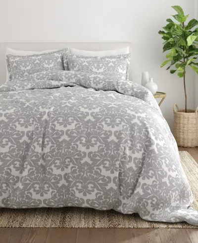 Ienjoy Home Utra Soft Reversible 3-pc. Duvet Cover Set, Full/queen In Light Gray Romantic Damask